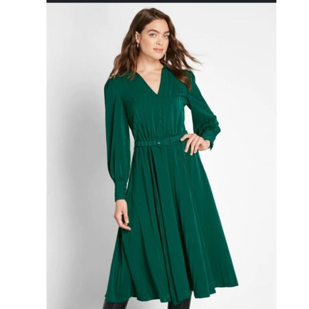 Modcloth‎ Classy Announcement A-Line Green Midi Dress Size: 8